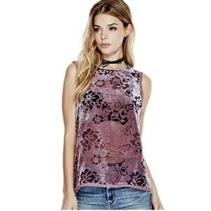 Guess Nadiyah Burnout Top Sleeveless Purple XS NWT